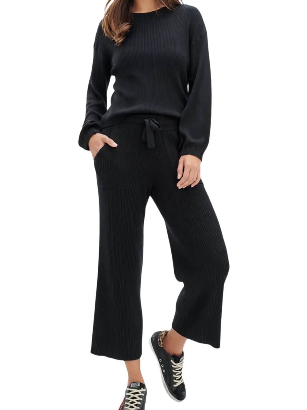 Splendid Georgie Rib Wide Leg Crop Pants Sz S ✨🤍